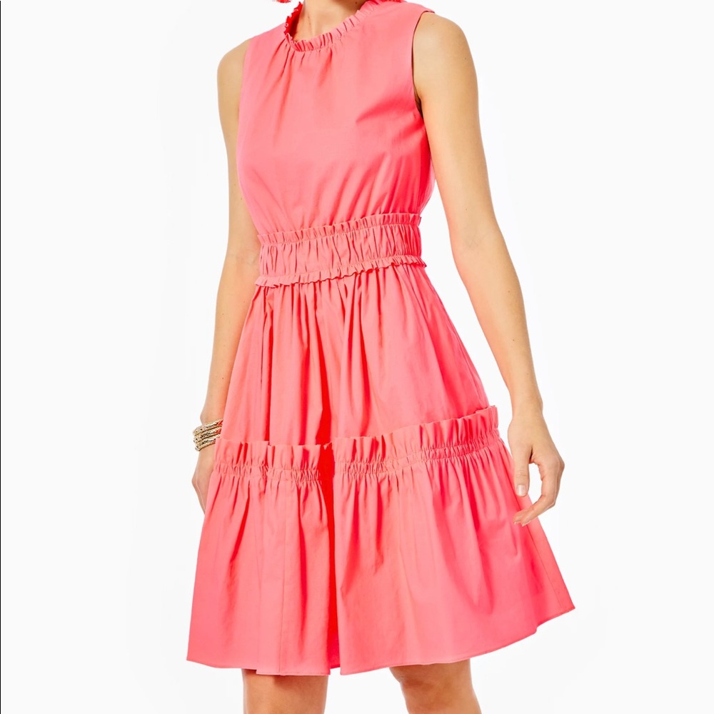 Elaina Stretch Ruffle Dress Coral Spritz 16